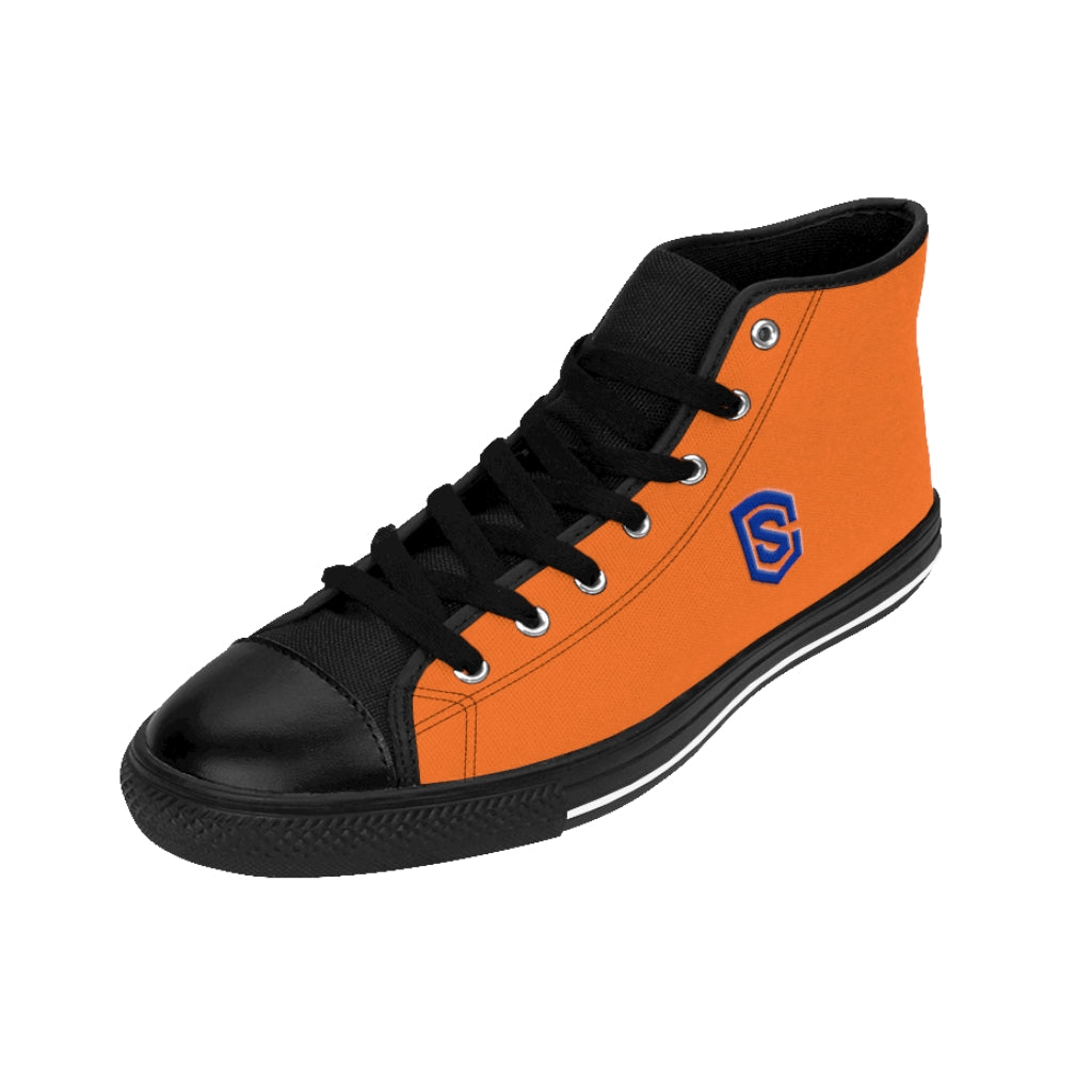 orange Men's High-top Sneakers - blue logo