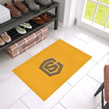 Orange Door Mat with Brown Logo Doormat 24" x 16" (Sponge Material)