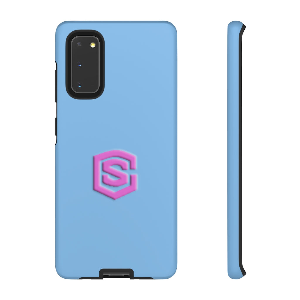 Blue Tough Cases Pink Logo