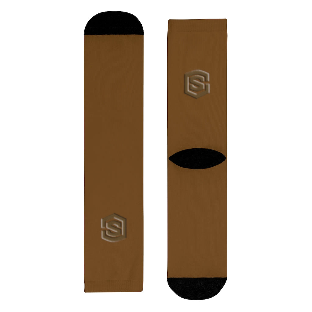Brown Sublimation Crew Socks (EU) Brown Logo