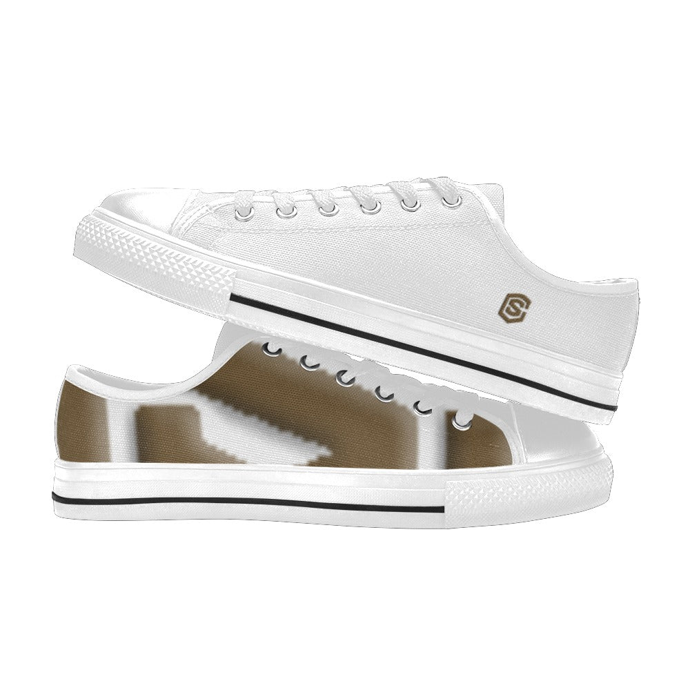 brown Logo Men's Classic Canvas Shoes (Model 018)