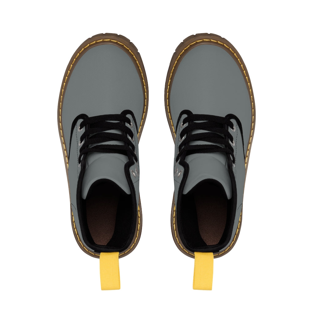 Grey Men's Canvas Boots Brown Logo