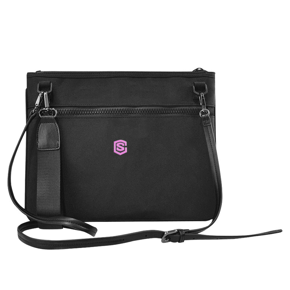 BLACK SLIM CLUTCH BAG pink logo Slim Clutch Bag (Model 1668)