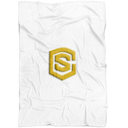 White Fleece Blanket Gold Logo