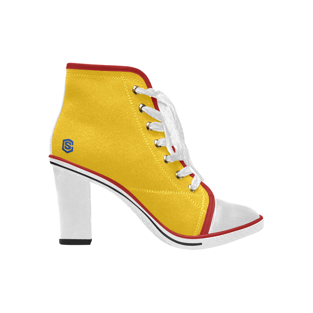 blue logo Women's Lace Up Chunky Heel Ankle Booties (Model 054)