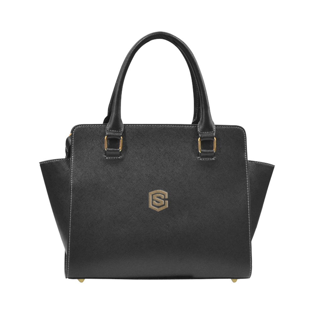 BLACK RIVET SHOULDER HANDBAG brown logo Rivet Shoulder Handbag (Model 1645)