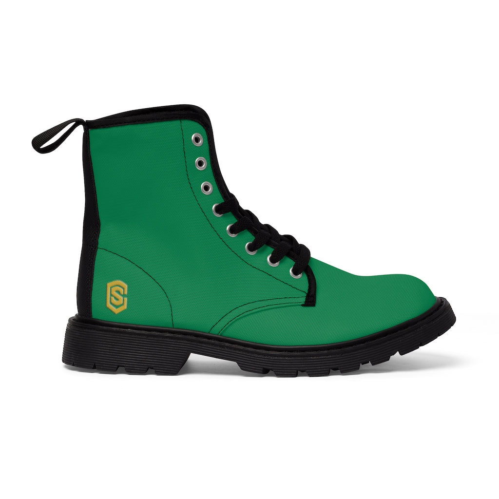 Green Men's Canvas Boots Gold Logo