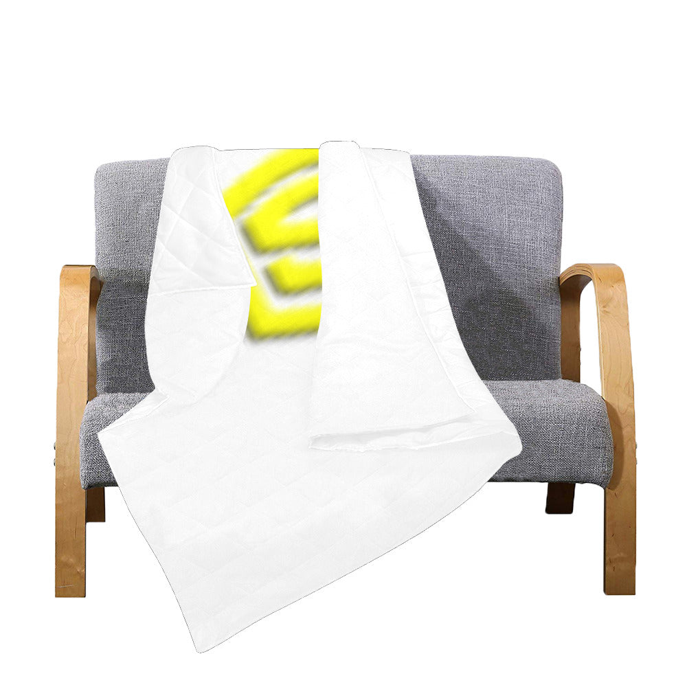 White Custom Quilt Yellow Logo Custom Quilt 50" x 60"