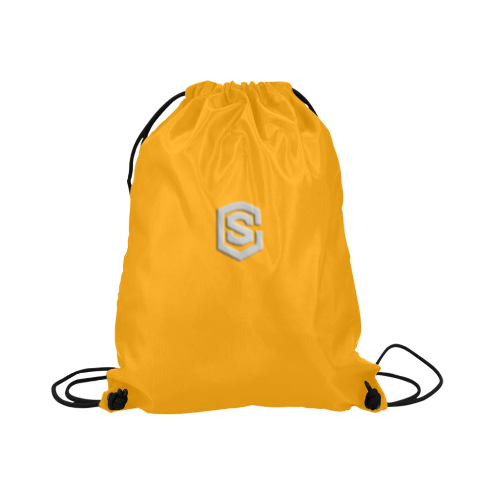 Orange Drawstring Bags Large With Silver Logo Drawstring Bags (Model 1604) (Large)