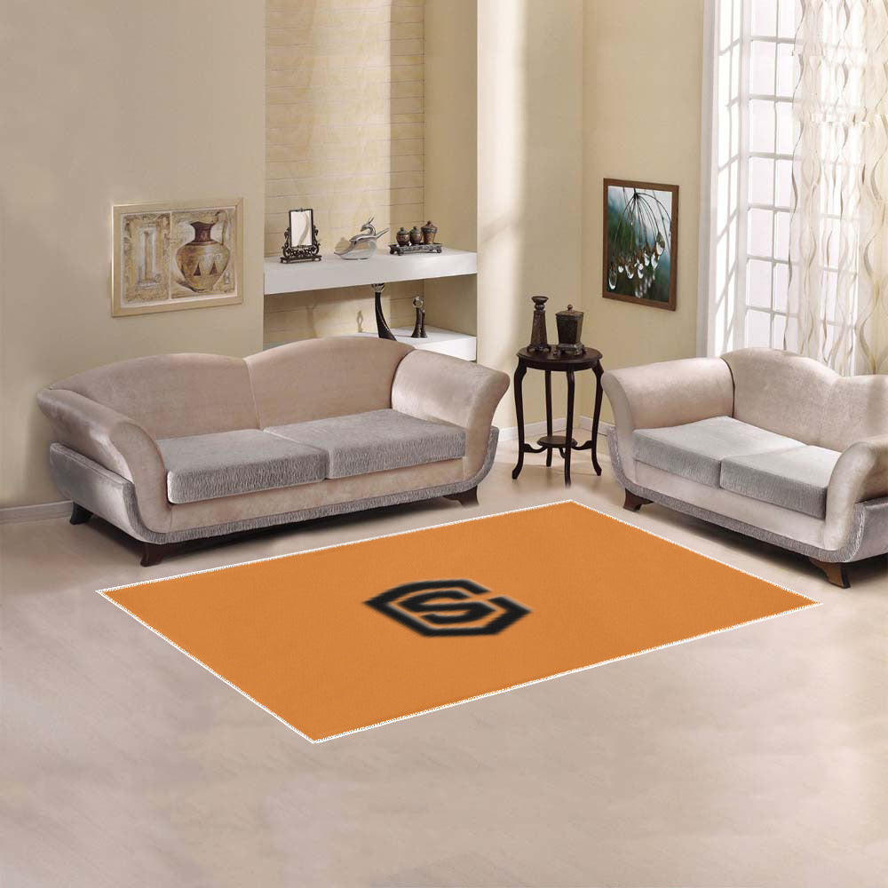 Orange Area Rug Black Logo Area Rug 5' x 3.2'