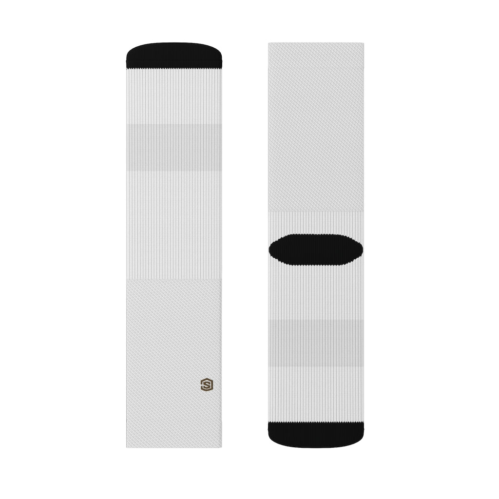 White Sublimation Socks with Brown Logo