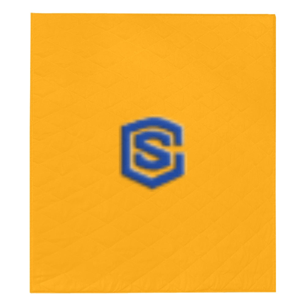 Orange Quilt with Blue Logo Custom Quilt  70" x 80"