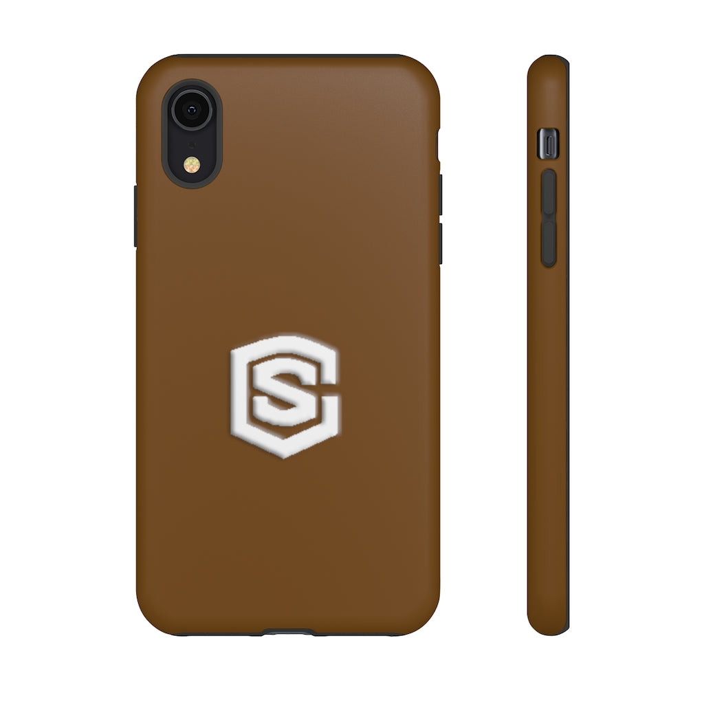 Brown Tough Cases White Logo