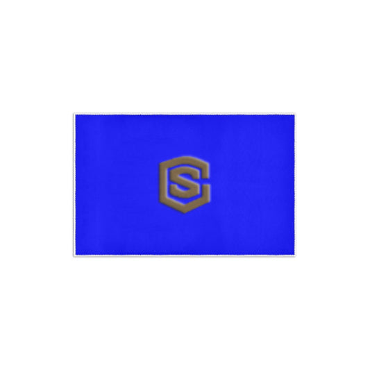 Blue Area Rug 2.6' x 1.7' with Brown Logo Area Rug 2.6' x 1.7'