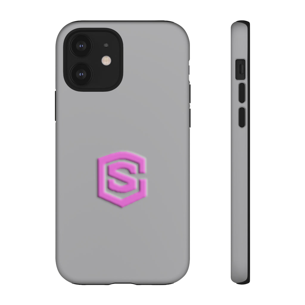 Grey Tough Cases Pink Logo