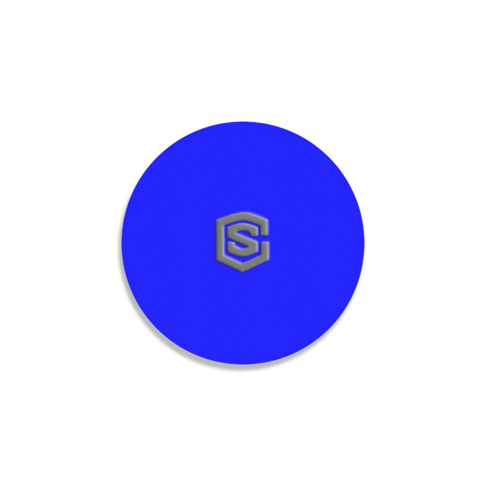 Blue Round Coaster with Gray Logo Round Coaster