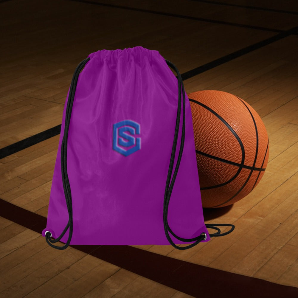 Purple Drawstring Bags Large With Blue Logo Drawstring Bags (Model 1604) (Large)