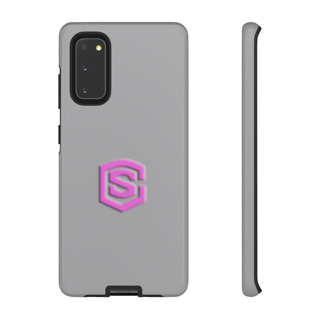 Grey Tough Cases Pink Logo