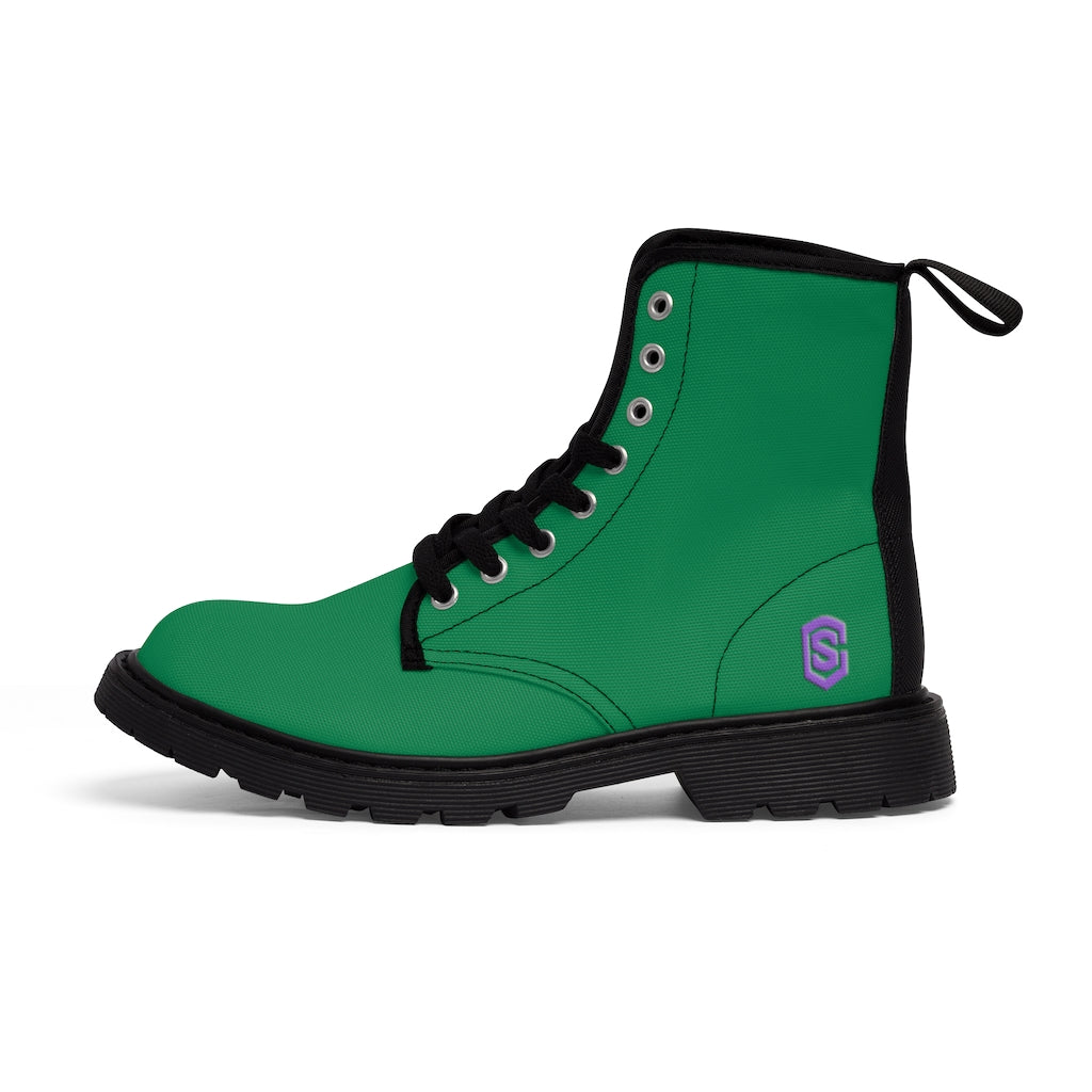 Green Men's Canvas Boots Violet Logo