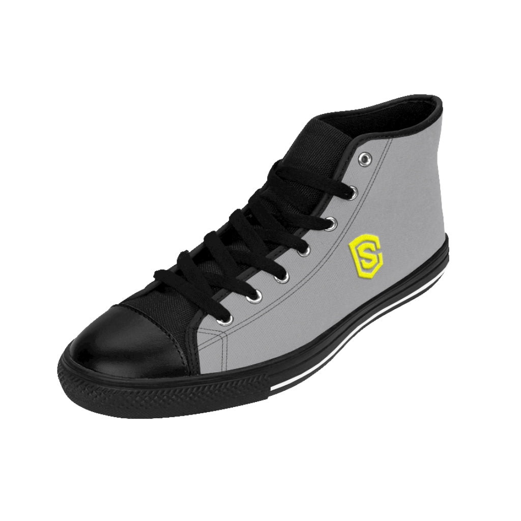 grey Men's High-top Sneakers - yellow logo