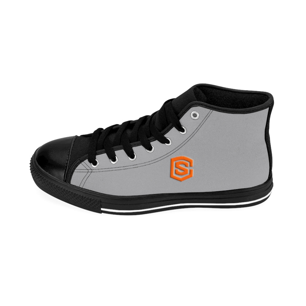 grey Men's High-top Sneakers - orange logo