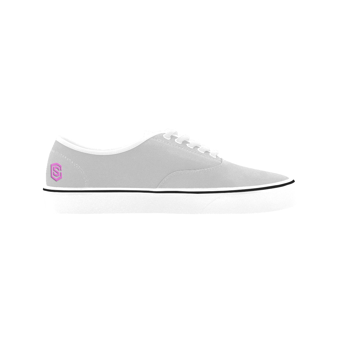 pink logo Classic Women's Canvas Low Top Shoes (Model E001-4)