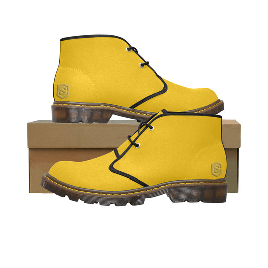 gold logo Women's Canvas Chukka Boots (Model 2402-1)