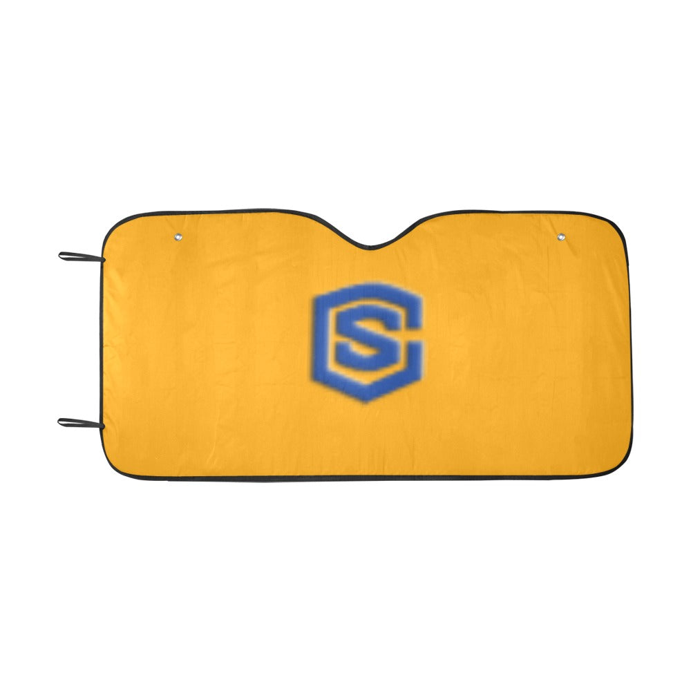 ORANGE AUTO SUN SHADE WITH BLUE LOGO Auto Sun Shade 55" x 29.53"