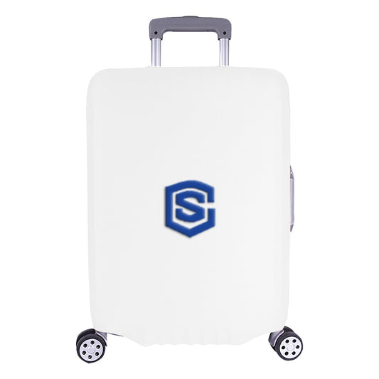 WHITE LUGGAGE COVER WITH BLUE LOGO Luggage Cover (Large Size) (26"-28")