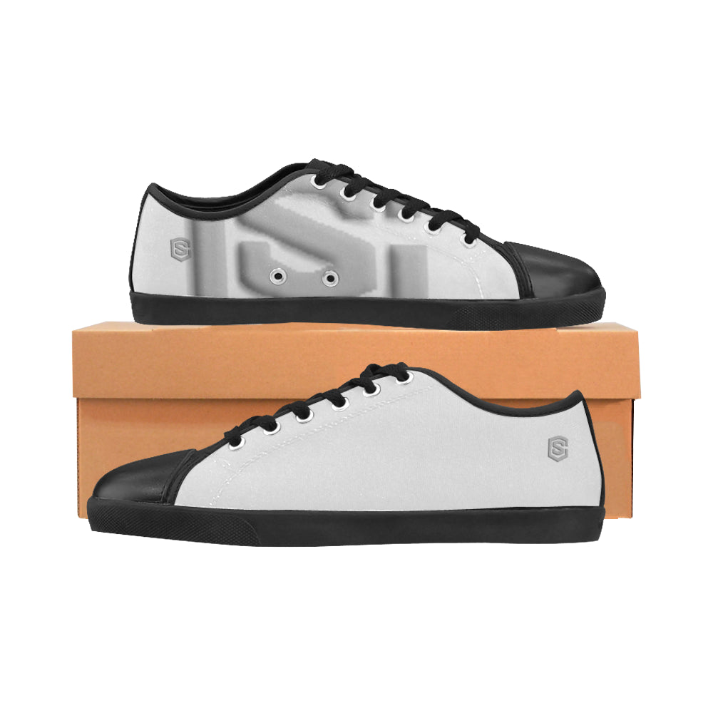 silver Logo Men's Canvas Shoes (Model 016)