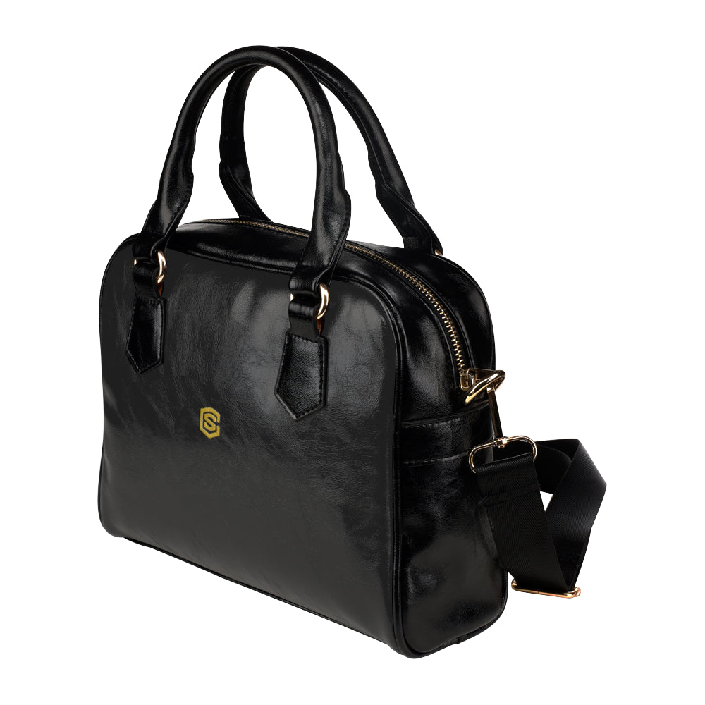 BLACK Shoulder Handbag gold logo Shoulder Handbag (Model 1634)