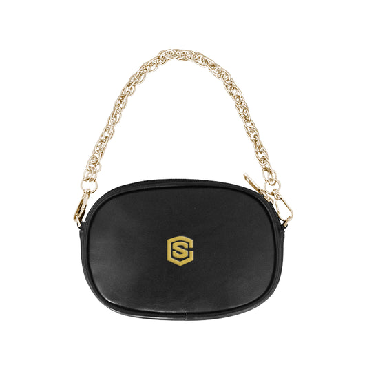 BLACK CHAIN PURSE gold logo Chain Purse (Model 1626)