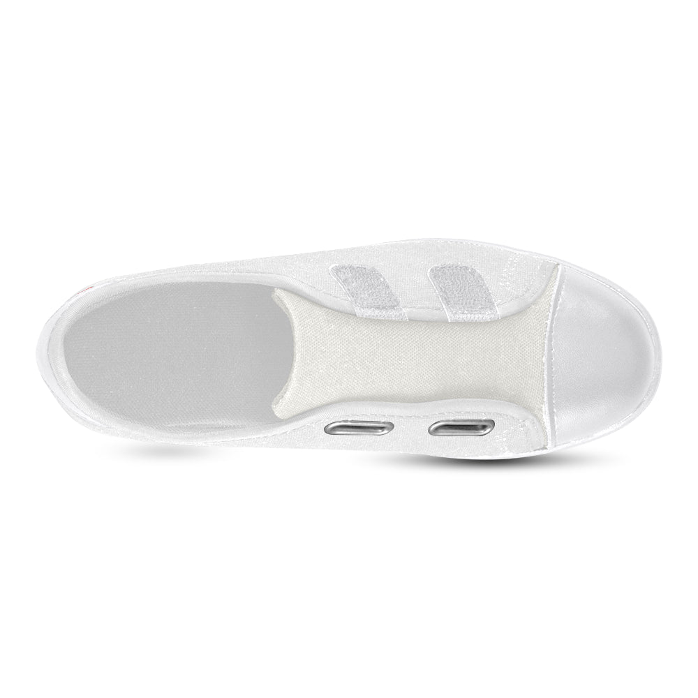 GRAY CANVAS KID SHOES red logo Velcro Canvas Kid's Shoes (Model 008)