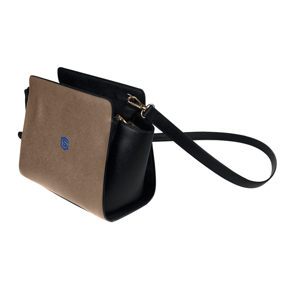 DARK ORANGE SATCHEL BAG blue logo Satchel Bag (Model 1635)