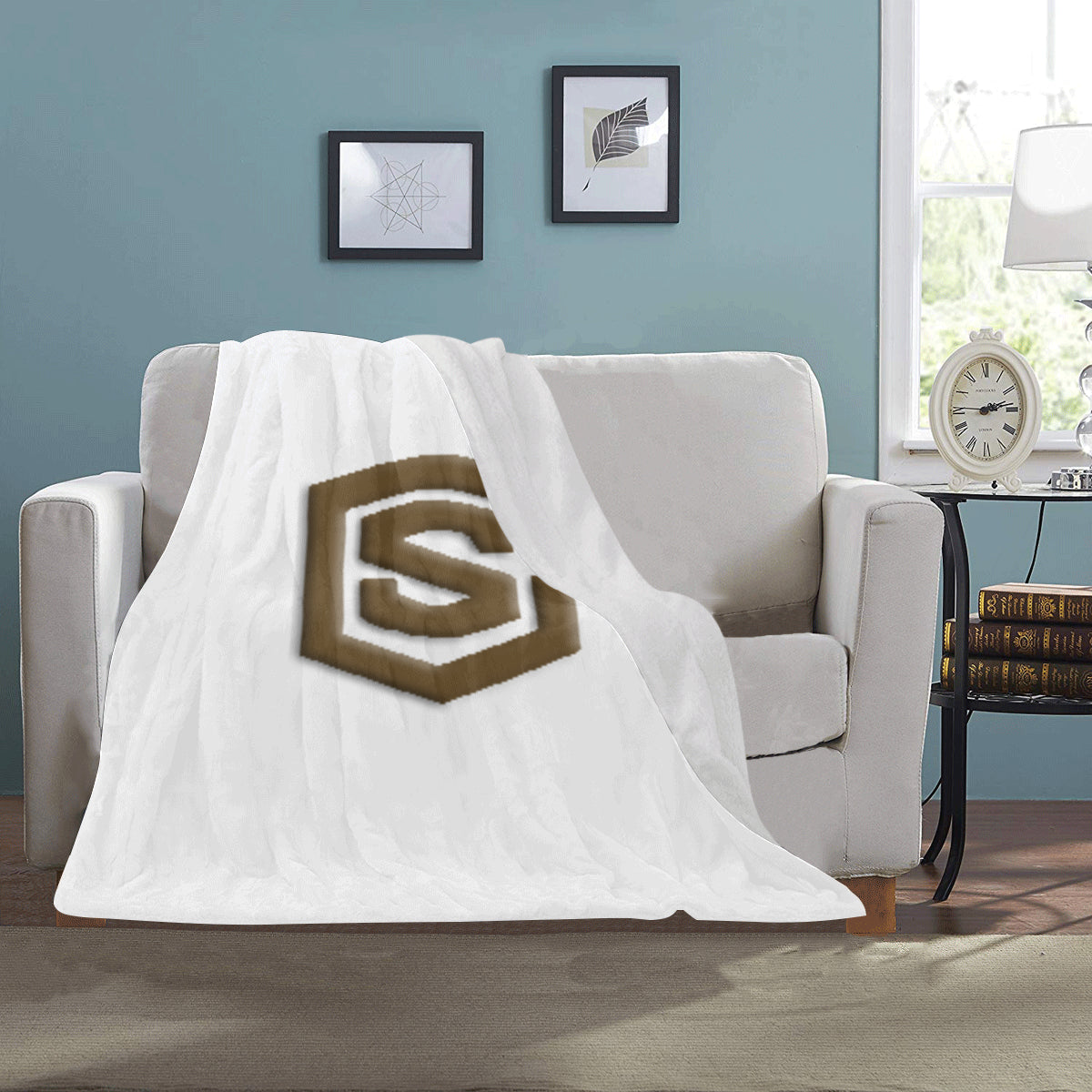 White Ultra-Soft Micro Fleece Blanket with Brown Logo Ultra-Soft Micro Fleece Blanket 30"x40"