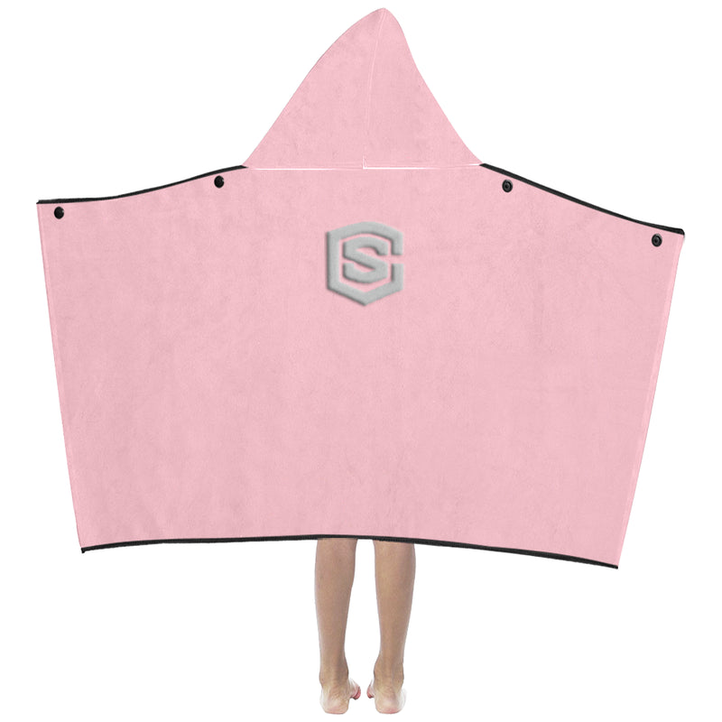 Pink Kids' Hooded Bath Towels with Silver Logo Kids' Hooded Bath Towels