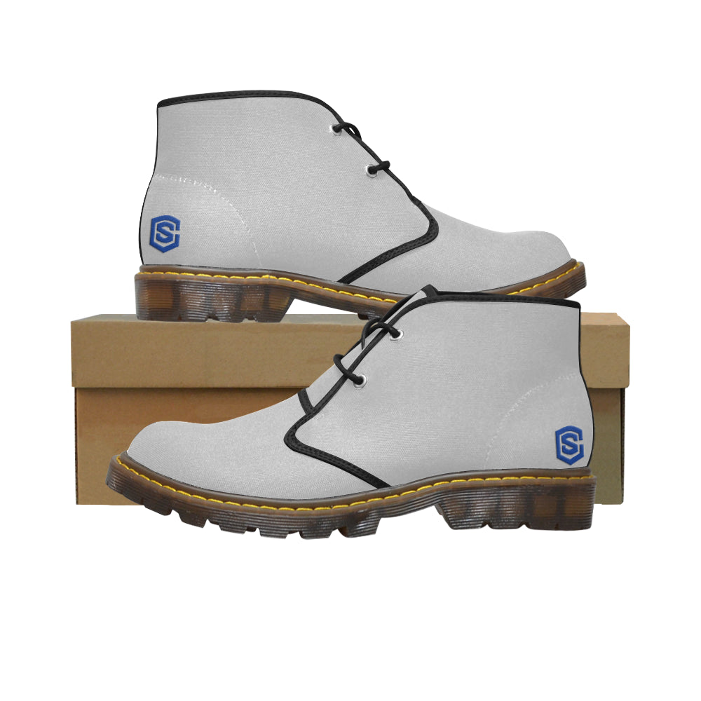 blue logo Women's Canvas Chukka Boots (Model 2402-1)
