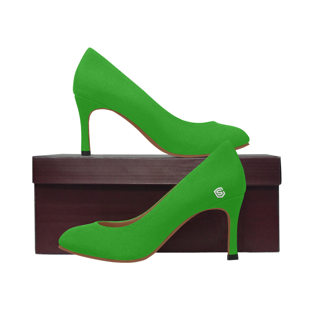 GREEN Women's High Heels white logo Women's High Heels (Model 048)