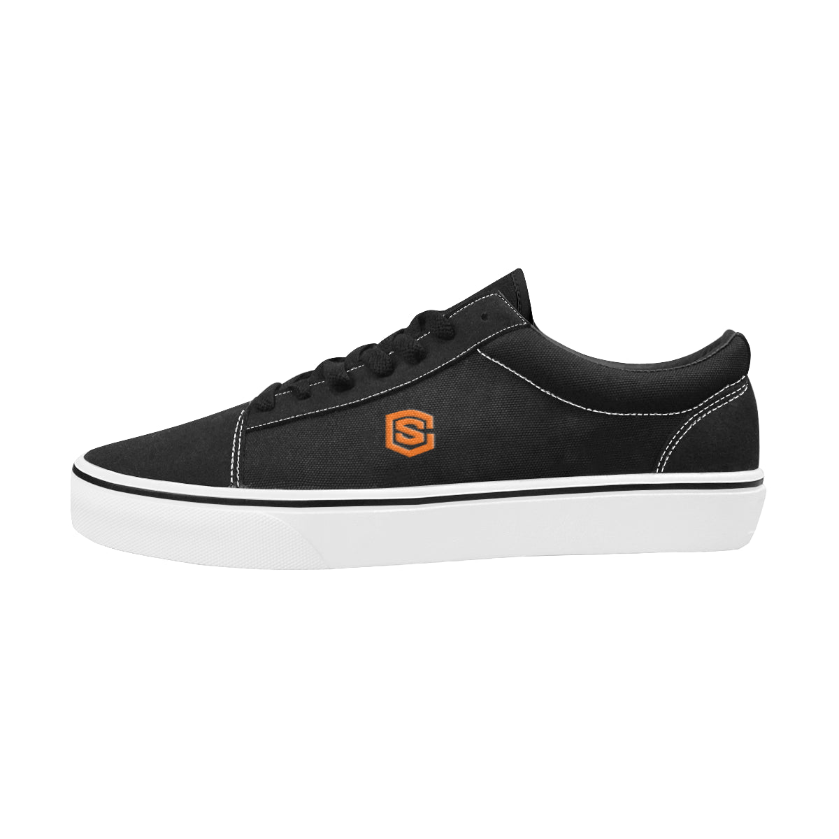 orange logo Men's Low Top Skateboarding Shoes (Model E001-2)