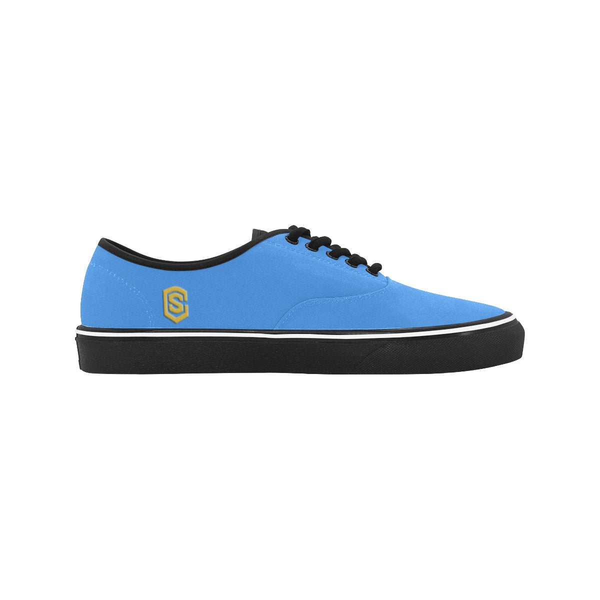 gold logo Classic Men's Canvas Low Top Shoes/Large (Model E001-4)