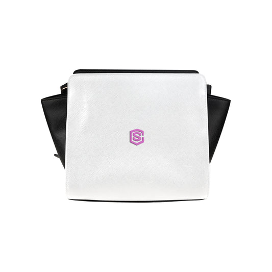 LIGHT GRAY SATCHEL BAG pink logo Satchel Bag (Model 1635)