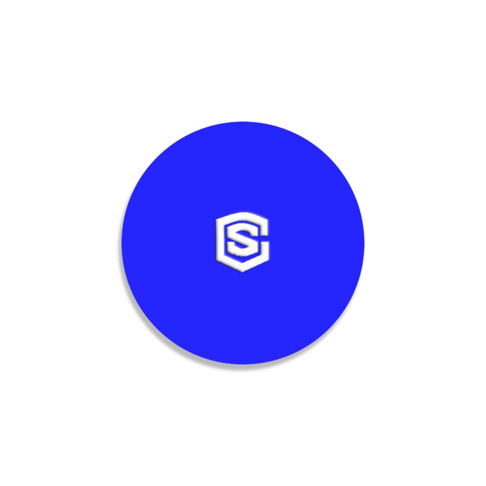 Blue Round Coaster with White Logo Round Coaster