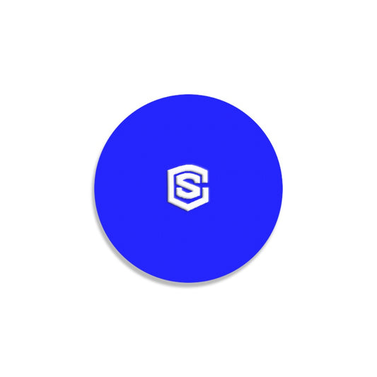 Blue Round Coaster with White Logo Round Coaster