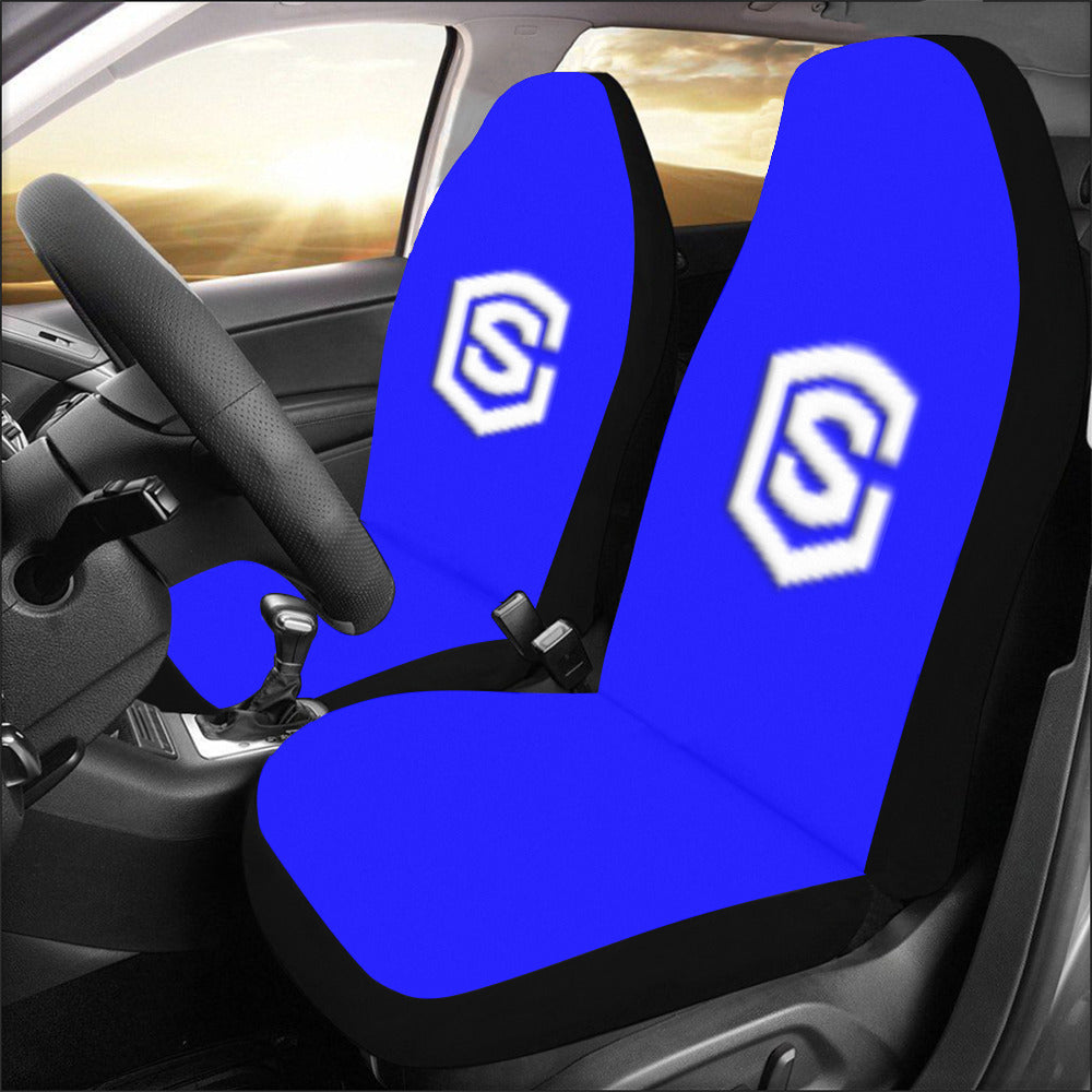 Blue Car Seat Covers White Logo Car Seat Covers (Set of 2)