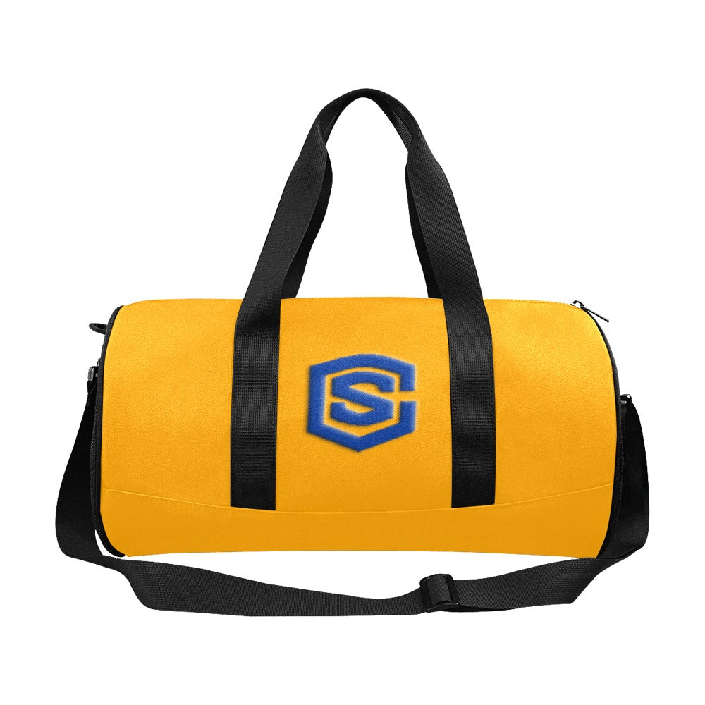 ORANGE TRAVEL BAG WITH BLUE LOGO Travel Duffel Bags (Model 1679)