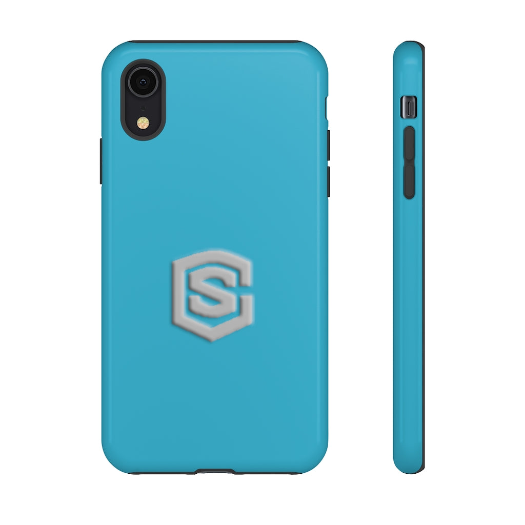 Blue Tough Cases Silver Logo