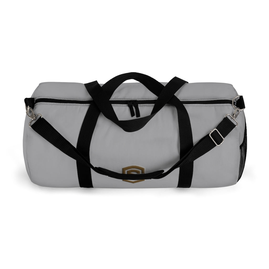 Grey Duffel Bag Brown Logo