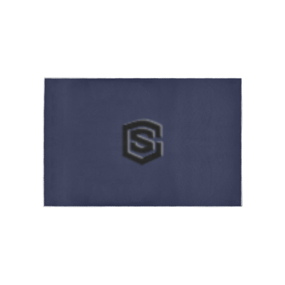 Blue Area Rug Black Logo Area Rug 5' x 3.2'