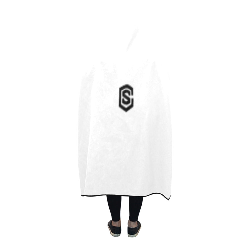 WHITE Hooded Blanket WHITH BLACK LOGO Hooded Blanket 80"x56"