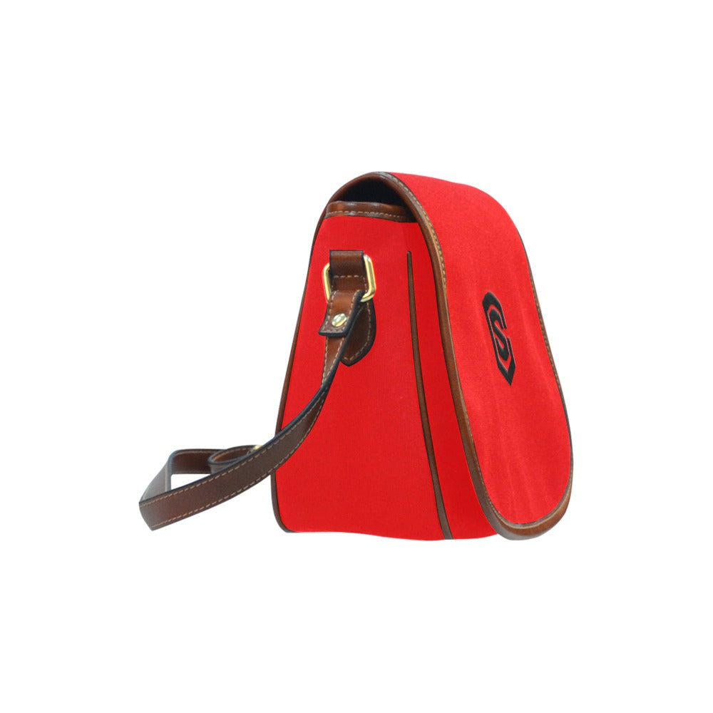 RED Saddle Bag WITH BLACK LOGO Saddle Bag (Model 1649) (Small)